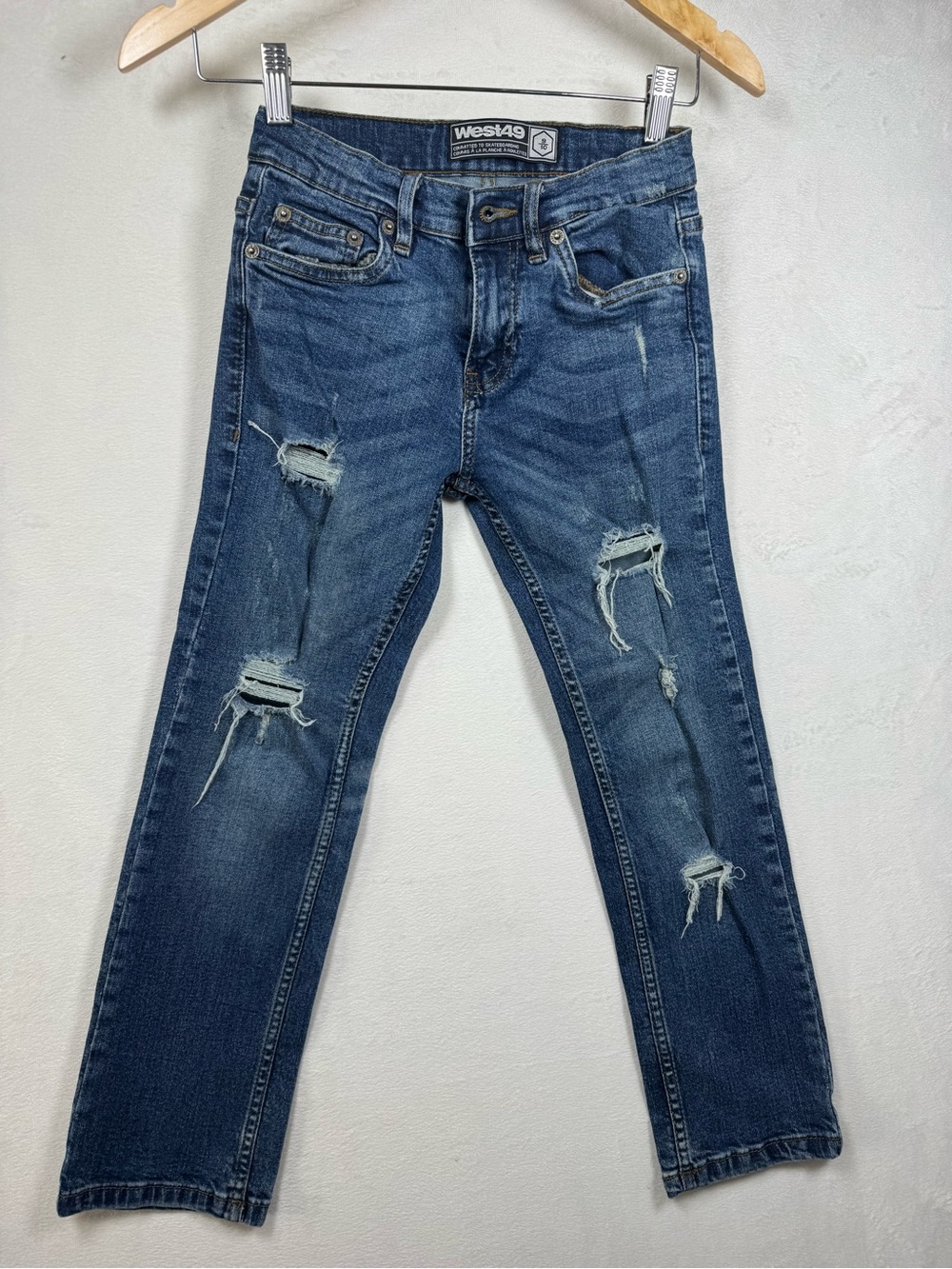 4/25 West49 Boys Ripped Slim Blue Denim Jeans 9-10